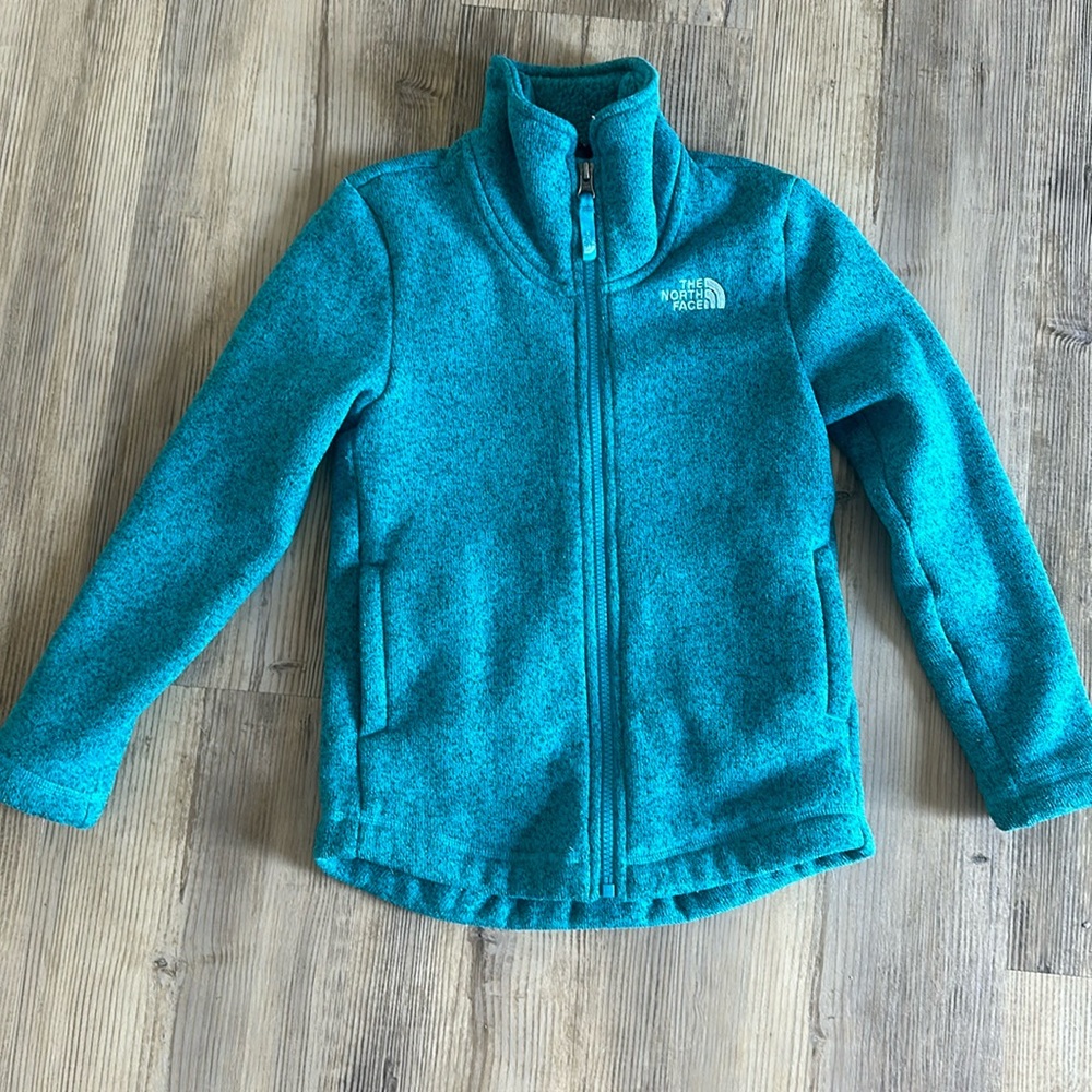 Girls 7/8 turquoise blue the northface zip up